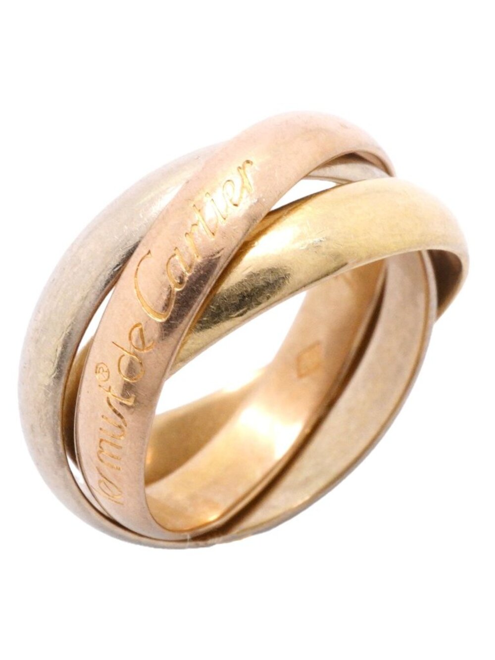 Cartier Ring Trinity Classic Model 18k Yellow Gold 18k White Pink